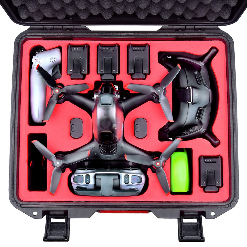 FPVtosky حقيبة صلبة احترافية FPVtosky لجهاز DJI FPV فقط حقيبة حمل طائرة DJI FPV ملحقات تناسب 6 بطاريات احتفظ بالمراوح باللون الأسود والأحمر L - Image 2