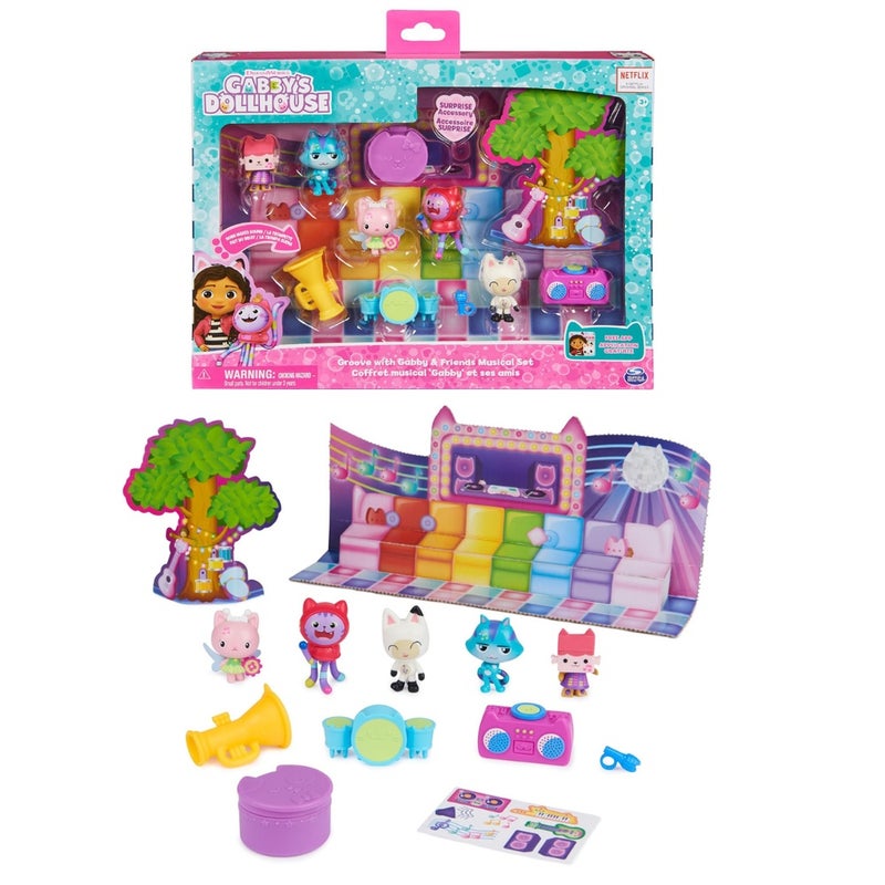 Spin Master - Gabby's Dollhouse Groove with Gabby and Friends Musical Figure Set 14-Pieces - 6069443 - Image 1