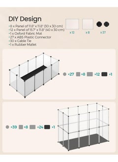 SONGMICS SONGMICS 20 Panels Guinea Pig Playpen,Removable Oxford Fabric Mat,Small Animal Pen, Pet Fence Indoor,DIY Plastic Enclosure for Hamsters, Rabbits, Hedgehogs, 49.2 x 24.8 x 16.5 Inches, White ULPC009W01  - Image 3