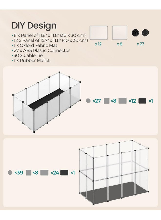 SONGMICS - SONGMICS 20 Panels Guinea Pig Playpen,Removable Oxford Fabric Mat,Small Animal Pen, Pet Fence Indoor,DIY Plastic Enclosure for Hamsters, Rabbits, Hedgehogs, 49.2 x 24.8 x 16.5 Inches, White ULPC009W01 - Image 1