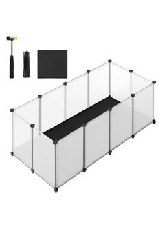 SONGMICS 20 Panels Guinea Pig Playpen,Removable Oxford Fabric Mat,Small Animal Pen, Pet Fence Indoor,DIY Plastic Enclosure for Hamsters, Rabbits, Hedgehogs, 49.2 x 24.8 x 16.5 Inches, White ULPC009W01
