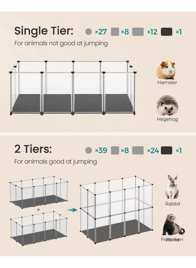SONGMICS - SONGMICS 20 Panels Guinea Pig Playpen,Removable Oxford Fabric Mat,Small Animal Pen, Pet Fence Indoor,DIY Plastic Enclosure for Hamsters, Rabbits, Hedgehogs, 49.2 x 24.8 x 16.5 Inches, White ULPC009W01 - Image 1