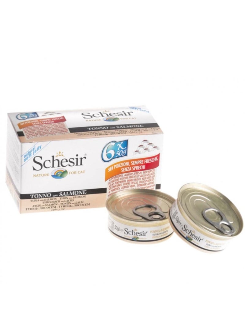 Schesir Cat food (6 packs) Schesir  Tuna & Salmon jelly for cats 6 × 50 grams - Image 1