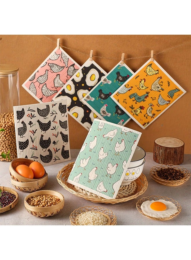 HOMESTAR 6pcs Reusable Absorbent Kitchen Dish Cloths, Quick Drying Washable Decorative Tea Towels, No Odor Bar Hand Towel, Sponge Cleaning Cloths Wipes - Image 1