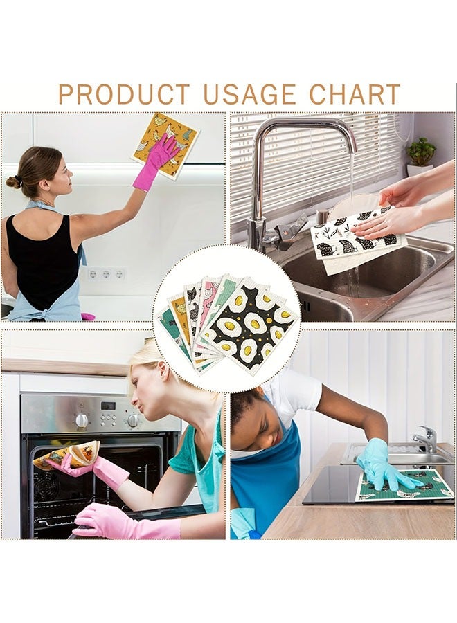 HOMESTAR 6pcs Reusable Absorbent Kitchen Dish Cloths, Quick Drying Washable Decorative Tea Towels, No Odor Bar Hand Towel, Sponge Cleaning Cloths Wipes - Image 4