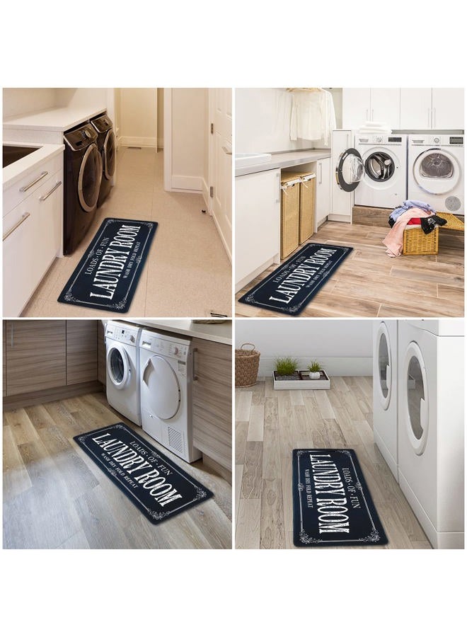 ROMAMIGO Non Slip Laundry Runner Rug - Farmhouse Kitchen Floor Mat for Mudroom and Bathroom - Black, 20 X 47 Inches - Image 2