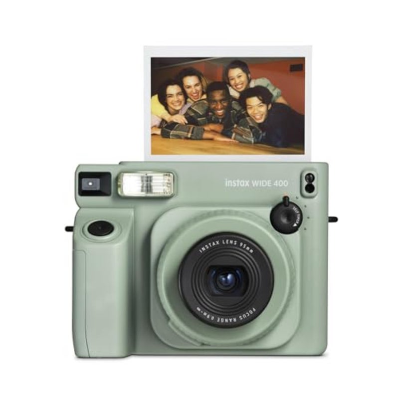 WIDE 400 instant camera, 1 unit, instant photography enthusiasts, plastic body with metal trim, automatic exposure and flash control, green, includes tripod socket - Image 1