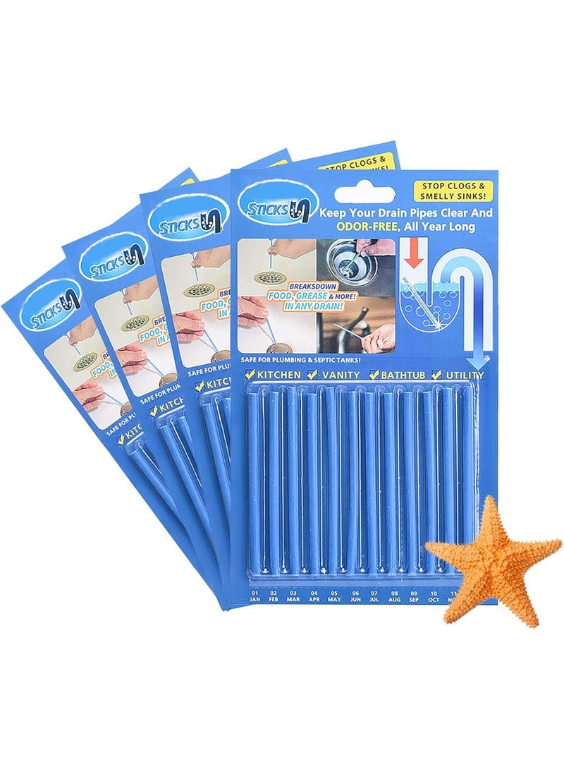SOLARAE Drain Clean Sticks - Remove Blockages, Deodorize, Prevent Oil Accumulation for Sinks, Tubs, Showers, Disposals - 4 Pack - Image 1