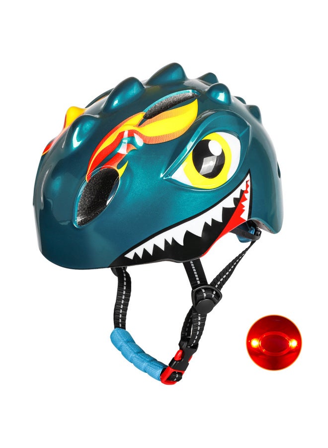 Children's Balance Bike, Skateboard & Roller Skating Helmet with Charging Tail Light - Metallic Blue
