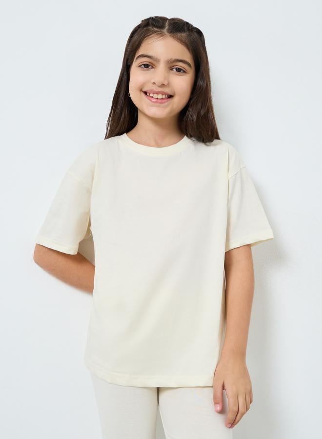 Styli Slogan Print Oversized T-Shirt and Leggings Set - Image 3