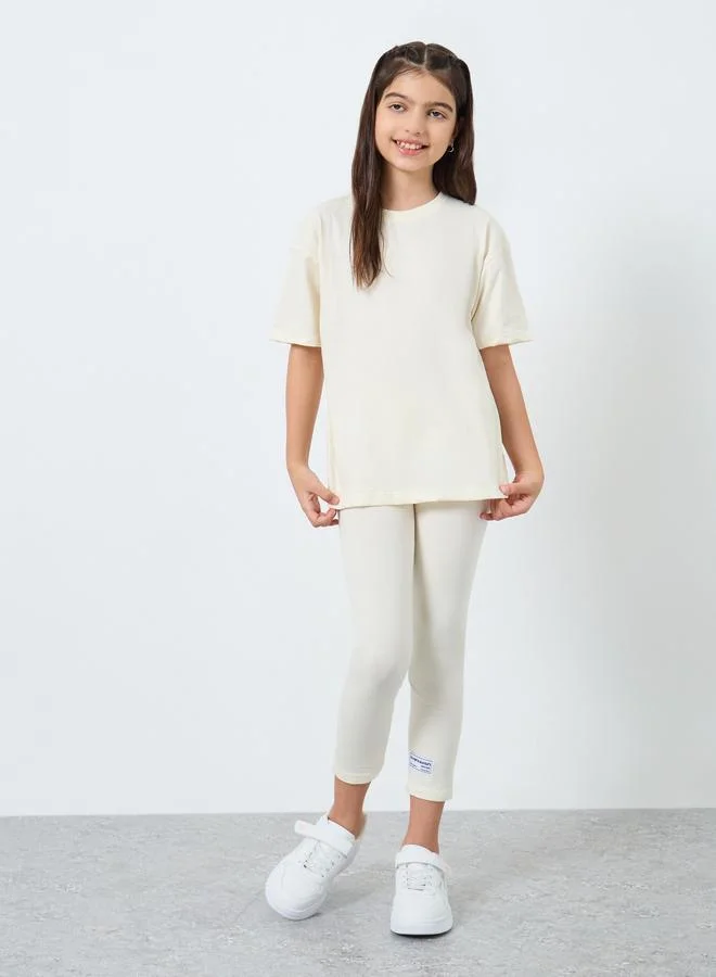 Styli Slogan Print Oversized T-Shirt and Leggings Set