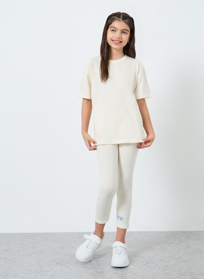 Styli Slogan Print Oversized T-Shirt and Leggings Set - Image 2