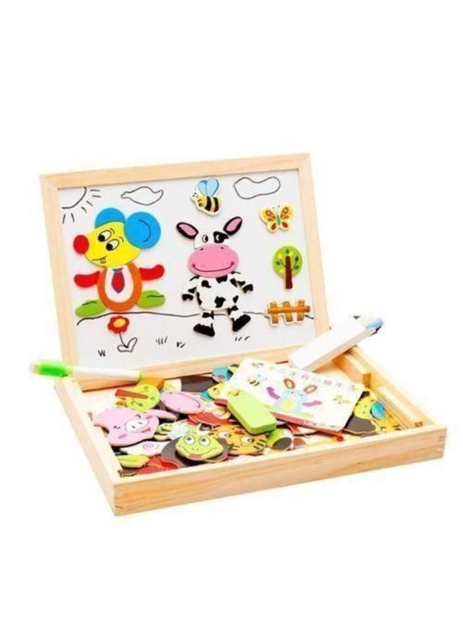 Magnetic Shapes Box with Whiteboard & Blackboard