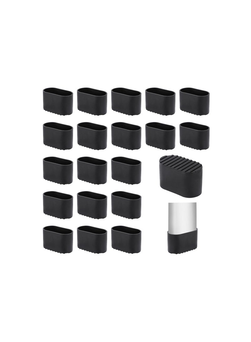 Oval Plastic Chair Leg Caps - Small Furniture Table Leg Covers for Outdoor Chairs, Protect Floors with 1.5" x 0.7" Caps for Tables, Stools & More (50 Pcs, Black) - Image 1