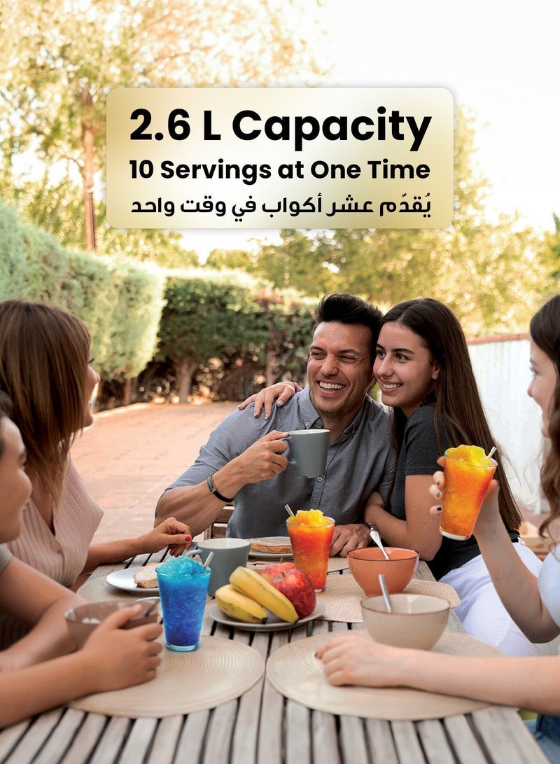 بورودو صانع السلاش متعدد الوظائف بسعة 2.6 لتر مع تحكم بديهي وخلط فعال، خلاط متعدد الوظائف لتحضير الميلك شيك، آيس كريم وفريب، مبرد سريع، صانع مشروبات مجمدة، عصير مثلج، كوكتيل وصانع سلاش - أسود - Image 2