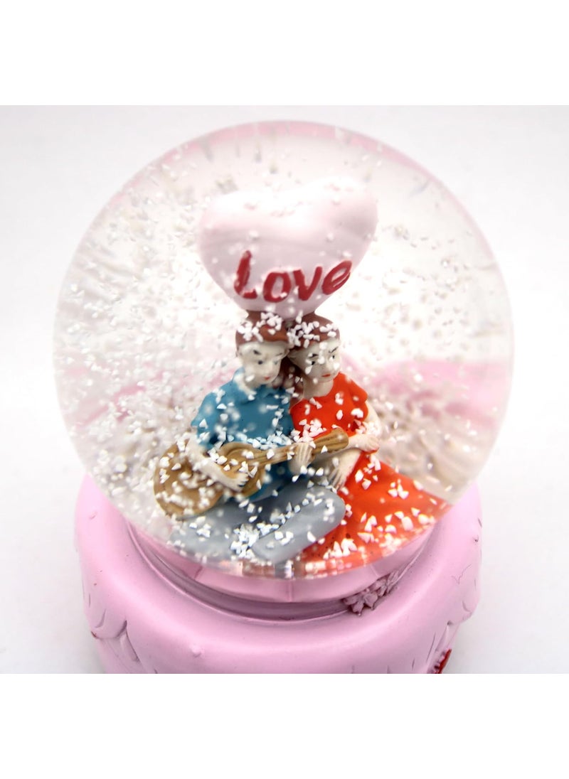 RedRoss RedRoss Snow Globe Sakura Magical Flakes Polyresin Musical Lighting Effect 12cm Medium 3 AAA Batteries Required Light Pink  - Image 2