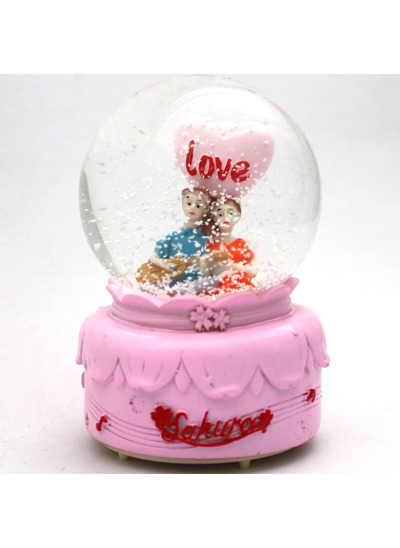 RedRoss RedRoss Snow Globe Sakura Magical Flakes Polyresin Musical Lighting Effect 12cm Medium 3 AAA Batteries Required Light Pink  - Image 1