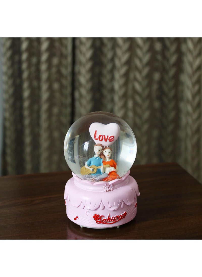RedRoss RedRoss Snow Globe Sakura Magical Flakes Polyresin Musical Lighting Effect 12cm Medium 3 AAA Batteries Required Light Pink  - Image 4