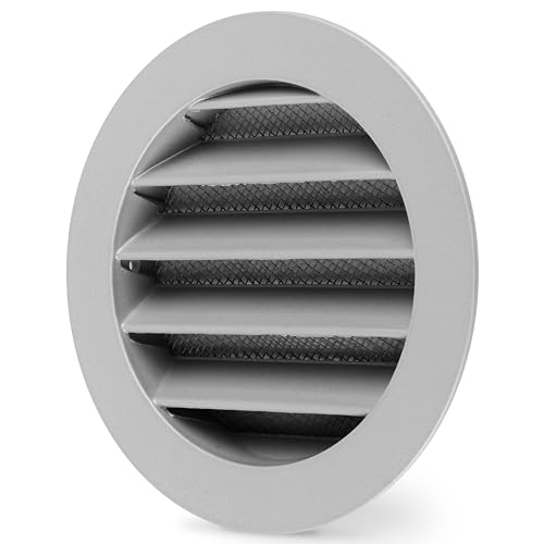 calimaero® WSGG 4" Inch Gray Round Metal Air Vent Grill Cover Flat Louver with Fly Screen Fits Only with Metal Ducts - Image 1