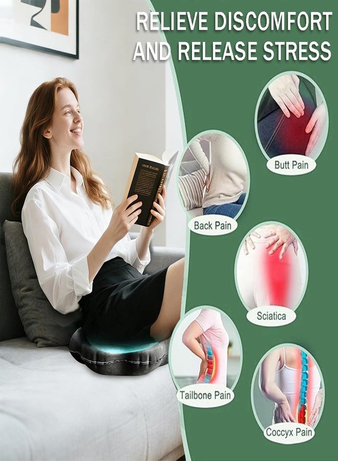 OULIGET Inflatable Donut Cushion Seat,Portable Press Inflation Hemorrhoid Pillow,Flocking Cushion for Home Car Wheelchairs Office Plane,Pressure Relief for Sciatica Back Coccyx (Black) - Image 2
