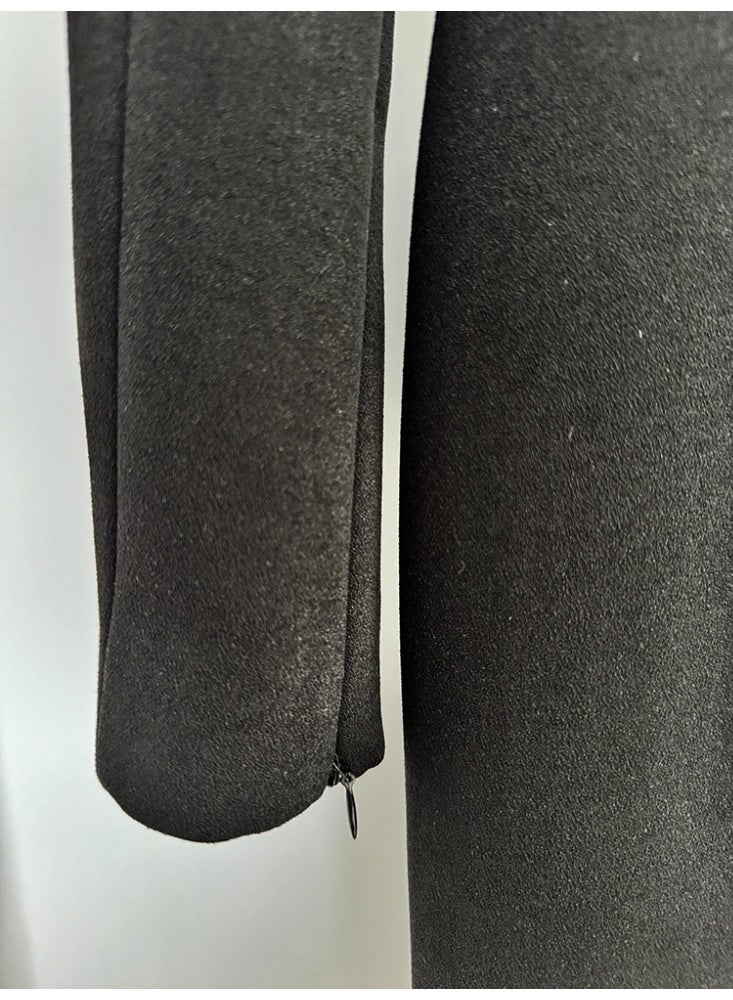 Loquat Fashionable Long Sleeve Mid-Length Dress with Beading and Rhinestone Embellishments - Image 4