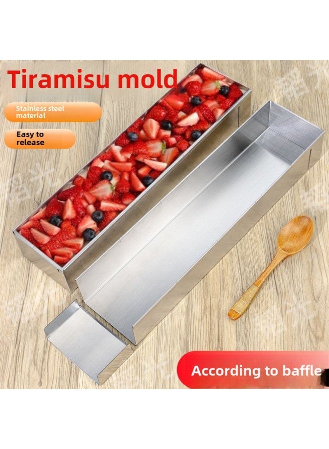 قالب تيراميسو أحمر شبكي من الفولاذ المقاوم للصدأ موس خبز الكيك صندوق شريطي مستطيل قابل للإزالة-المواصفات: قطعة واحدة: 40*10*6 - Image 2