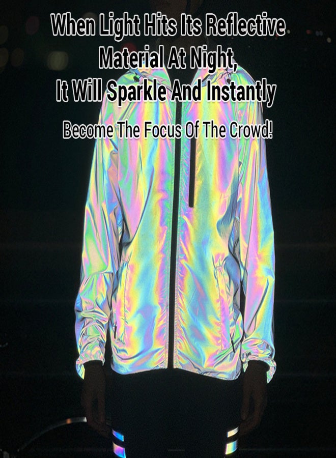 WOSAWE Rainbow Reflective Jacket for Men and Women Windproof Water Repellent - Image 5