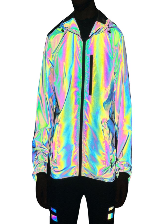 WOSAWE Rainbow Reflective Jacket for Men and Women Windproof Water Repellent - Image 1