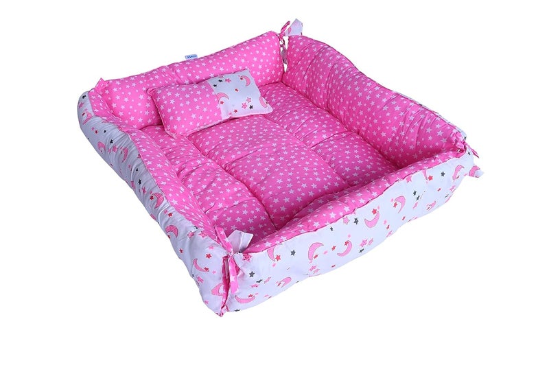 KUPEPE KUPEPE Rectangle Baby Tub Bed and Pillow Luxury CoSleeper with UltraSoft Comfort Safe Cotton Fabric Newborn to Toddler Sleeper Bedding Set Pink - Image 5