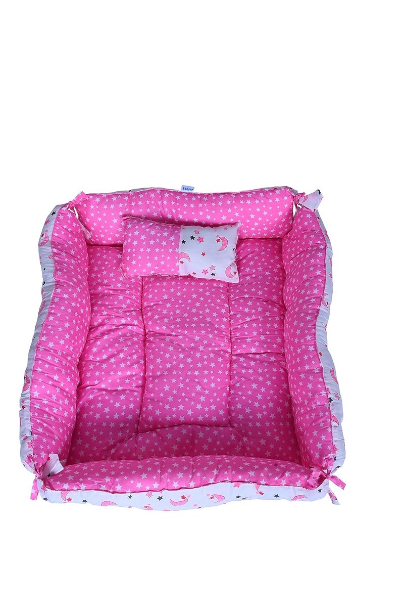 KUPEPE KUPEPE Rectangle Baby Tub Bed and Pillow Luxury CoSleeper with UltraSoft Comfort Safe Cotton Fabric Newborn to Toddler Sleeper Bedding Set Pink - Image 3
