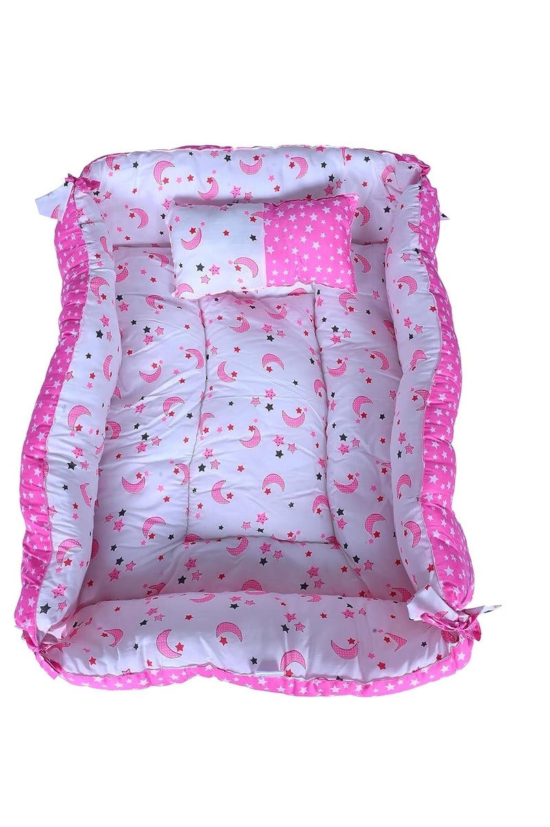 KUPEPE KUPEPE Rectangle Baby Tub Bed and Pillow Luxury CoSleeper with UltraSoft Comfort Safe Cotton Fabric Newborn to Toddler Sleeper Bedding Set Pink - Image 1