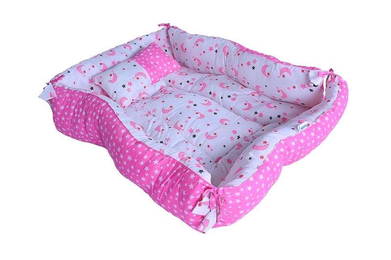KUPEPE KUPEPE Rectangle Baby Tub Bed and Pillow Luxury CoSleeper with UltraSoft Comfort Safe Cotton Fabric Newborn to Toddler Sleeper Bedding Set Pink - Image 4