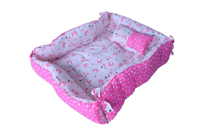KUPEPE KUPEPE Rectangle Baby Tub Bed and Pillow Luxury CoSleeper with UltraSoft Comfort Safe Cotton Fabric Newborn to Toddler Sleeper Bedding Set Pink - Image 2