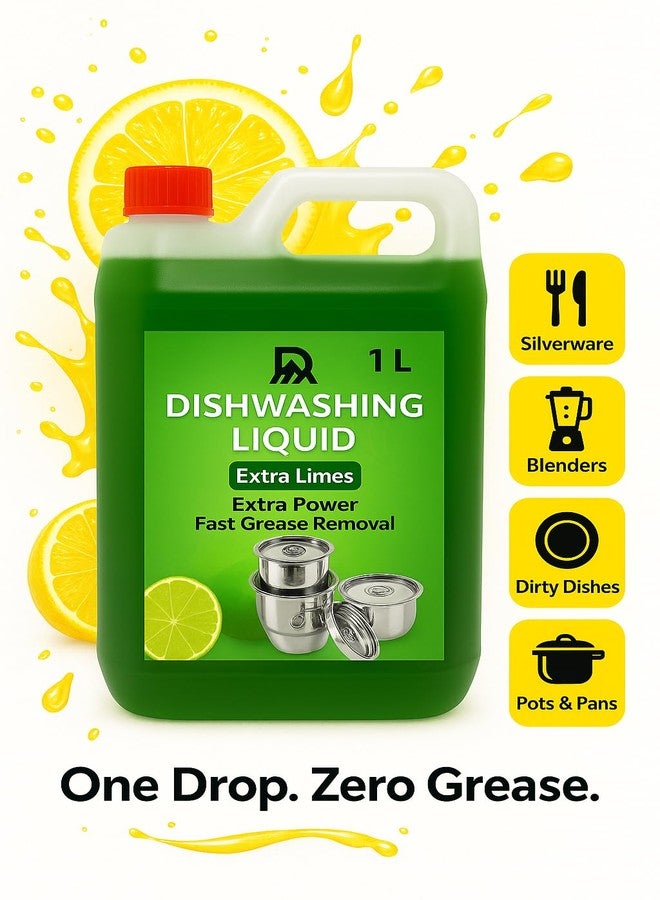Extra Power Dishwashing Liquid with Lime | 1 Litre | Fast Grease Removal | Safe for All Utensils | Turbo Boosters | Removes Tough Malodour | Hand-Safe - Image 3