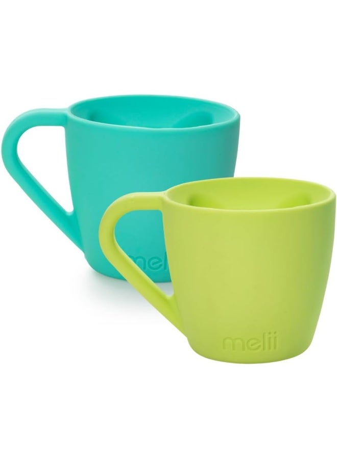 melii Pack Of 2 Reusable Drinking Silicone Bear Mug For Hot And Cold Beverages - Blue And Lime - Image 1