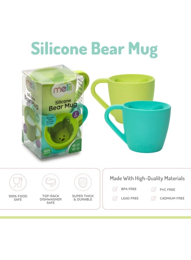 melii Pack Of 2 Reusable Drinking Silicone Bear Mug For Hot And Cold Beverages - Blue And Lime - Image 3