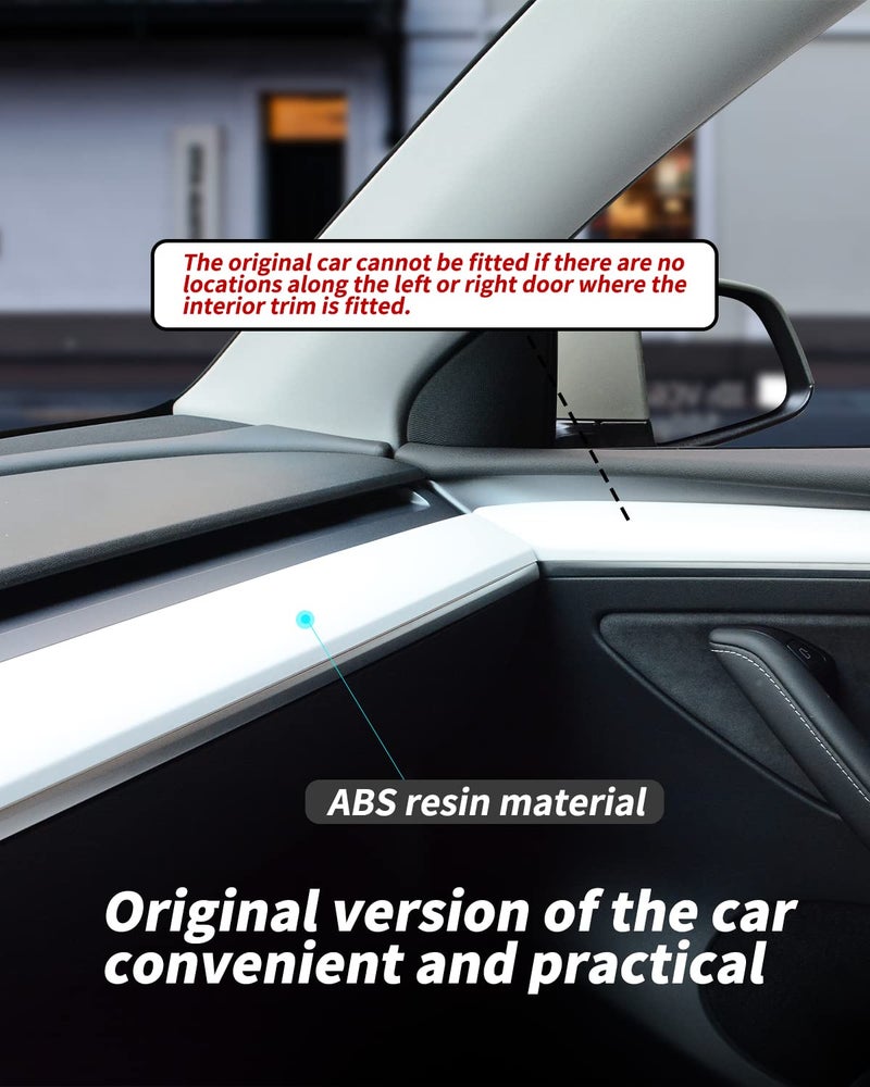 KKTR-CAR Dashboard Cover Wrap and Front Door Inner Armrest Panel Cover Trim Compatible with Tesla Model 3(2021-2023) and Model Y(2019-2024) NOT for Performance (Matte White) - Image 2