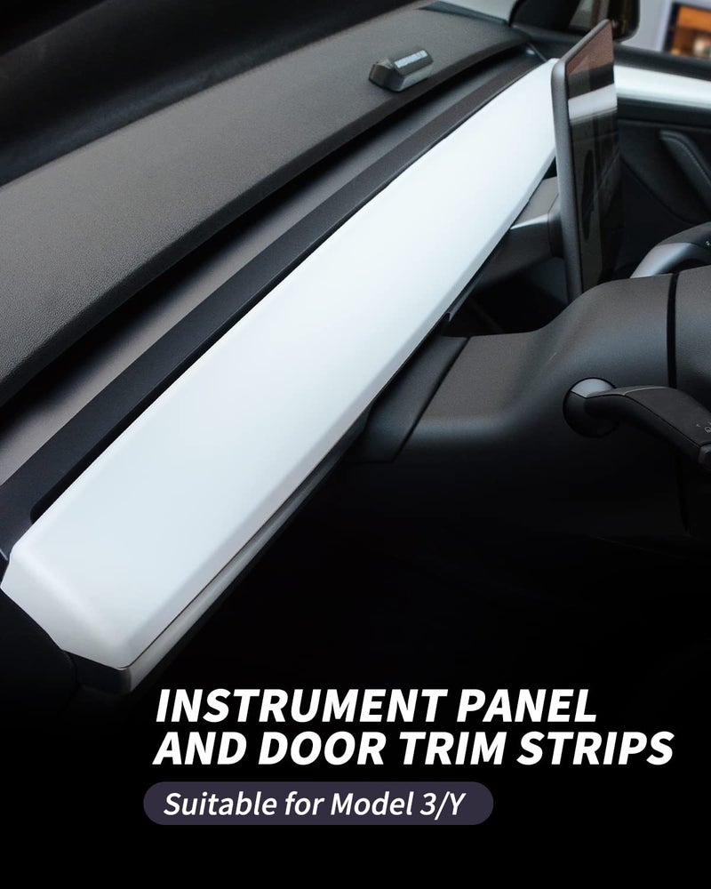KKTR-CAR Dashboard Cover Wrap and Front Door Inner Armrest Panel Cover Trim Compatible with Tesla Model 3(2021-2023) and Model Y(2019-2024) NOT for Performance (Matte White) - Image 3