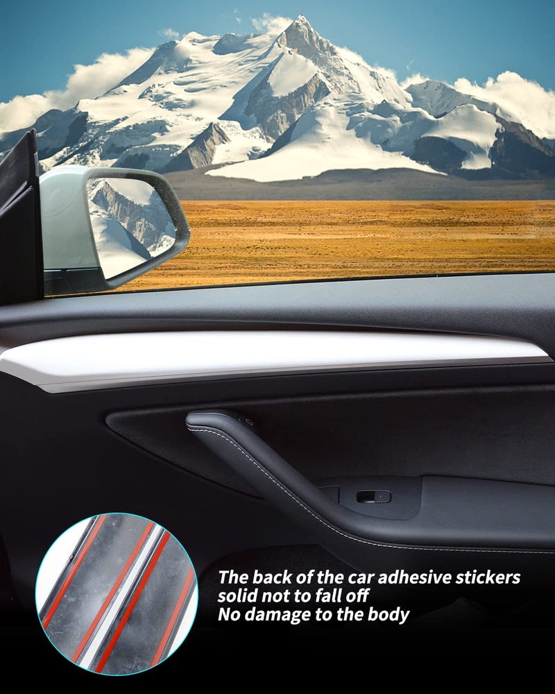 KKTR-CAR Dashboard Cover Wrap and Front Door Inner Armrest Panel Cover Trim Compatible with Tesla Model 3(2021-2023) and Model Y(2019-2024) NOT for Performance (Matte White) - Image 5