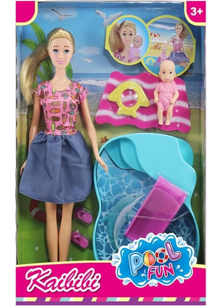 Undefined Kaybaby Doll With Pool Accessories Set, Plastic, Multi Color  - Image 1