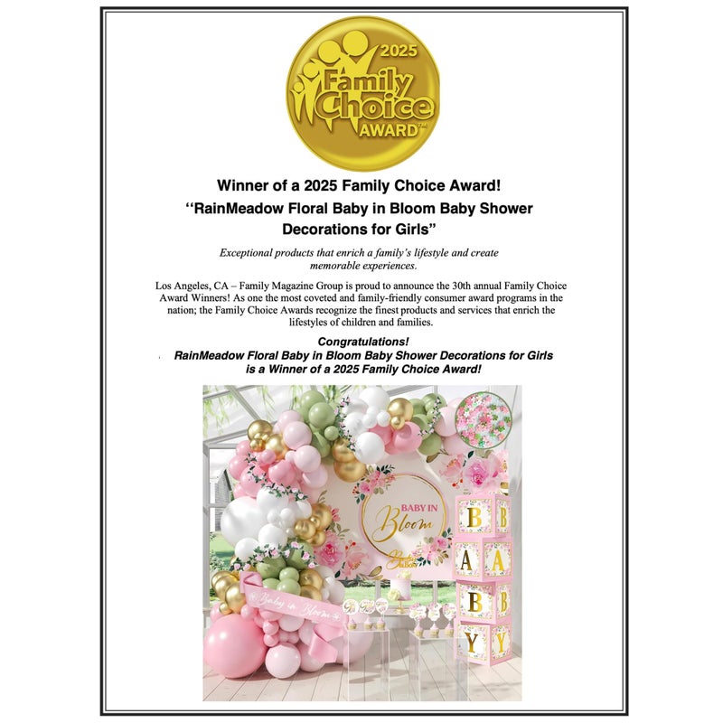 RainMeadow 338 PC Baby in Bloom Baby Shower Decorations for Girl - Balloon Arch Garland & Baby Boxes with Letters, Backdrop, Cake topers, Sash and More - Floral Baby Shower Decorations Pink and Sage Green - Image 2