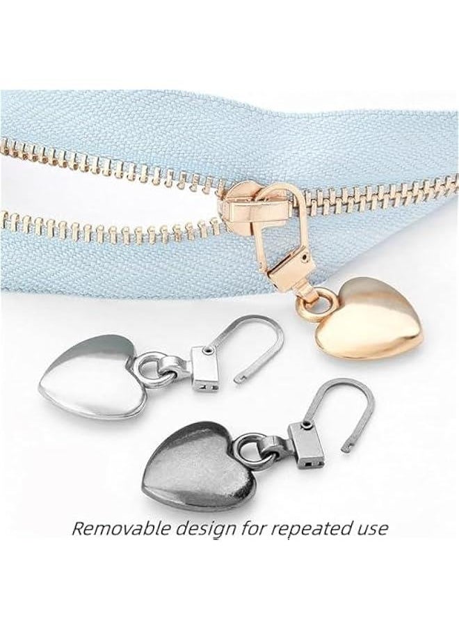 Generic 15Pcs Multicolor Journey Studio Heart Shaped Zipper Pull Replacement Metal Zipper Backpack Zippers Mend Fixer Repair for Coats Jackets Pants Luggage, Fasteners, Sewing Notions and Supplies（5 Colors）  - Image 2