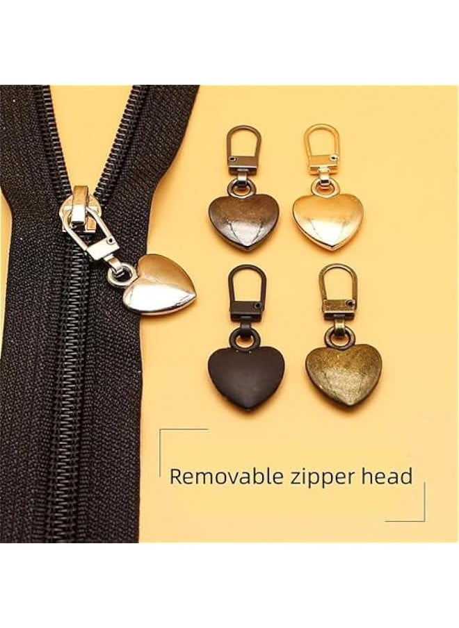 Generic 15Pcs Multicolor Journey Studio Heart Shaped Zipper Pull Replacement Metal Zipper Backpack Zippers Mend Fixer Repair for Coats Jackets Pants Luggage, Fasteners, Sewing Notions and Supplies（5 Colors）  - Image 3