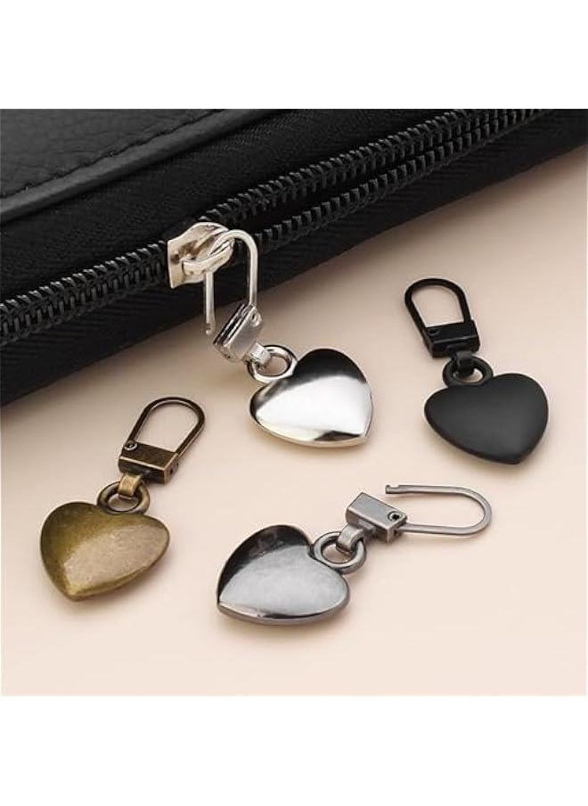Generic 15Pcs Multicolor Journey Studio Heart Shaped Zipper Pull Replacement Metal Zipper Backpack Zippers Mend Fixer Repair for Coats Jackets Pants Luggage, Fasteners, Sewing Notions and Supplies（5 Colors）  - Image 4