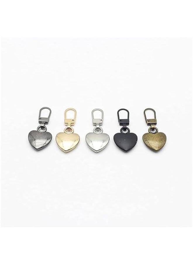 Generic 15Pcs Multicolor Journey Studio Heart Shaped Zipper Pull Replacement Metal Zipper Backpack Zippers Mend Fixer Repair for Coats Jackets Pants Luggage, Fasteners, Sewing Notions and Supplies（5 Colors）  - Image 5