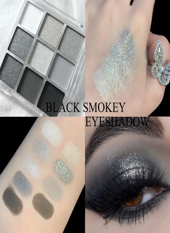 Yeweian Black Blue Eyeshadow Palette Set - 18 Colors Smokey, Gothic & Halloween Eyeshadow Makeup Kit, Matte Shimmer & Glitter Shades, Cool Toned Eyeshadow for Corpse Bride, Sally, Witch & Cosplay Makeup - Image 3