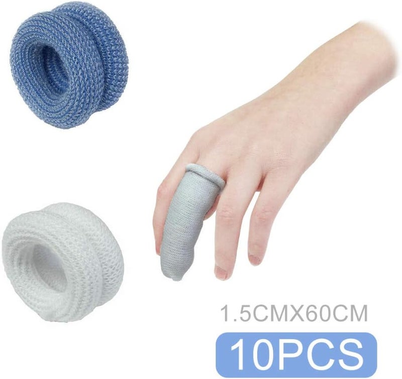 Toolstar 10PCS Finger Bandage First Aid Tublar Bandage Finger Bobs Cots Buddies Dressings 15x600mm for Use Beneath A Finger Cot Pack of 10 White Colour - Image 3