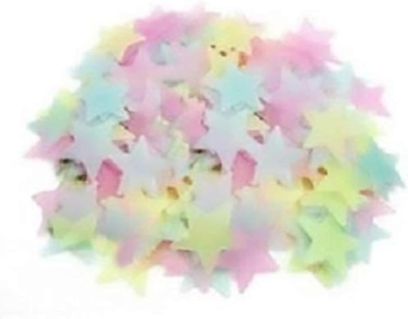 100pcs Fluorescent Wall Stickers Decal Glow Luminous Stars - Multicolor boy toys, girl toys, birthday gift, Christmas gift, growth, fun, for kids.