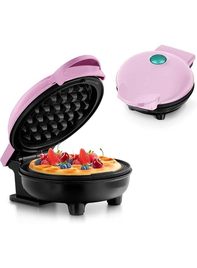 DUNISO Mini Waffle Iron for Classic Waffle Maker, Small Waffle Maker with Non-Stick Coating Retro Design for Birthdays, Family Parties, Pink ﻿  - Image 1