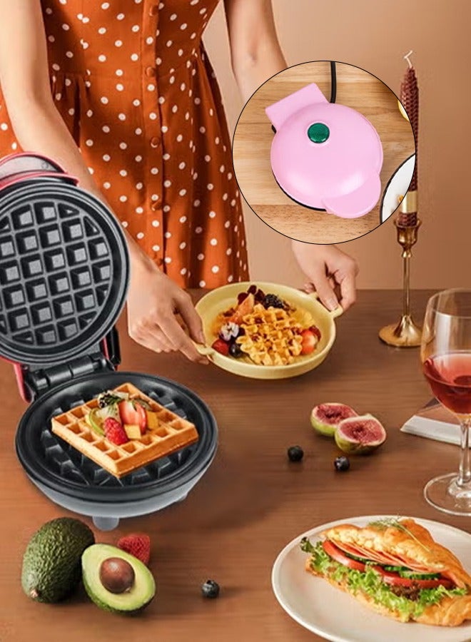 DUNISO Mini Waffle Iron for Classic Waffle Maker, Small Waffle Maker with Non-Stick Coating Retro Design for Birthdays, Family Parties, Pink ﻿  - Image 3